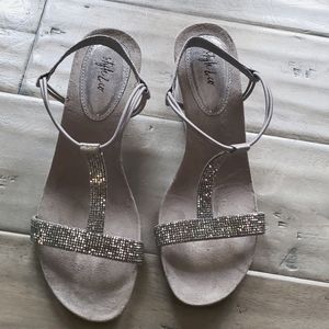Macy's Style & Co Rhinestone Wedge Sandal Silver